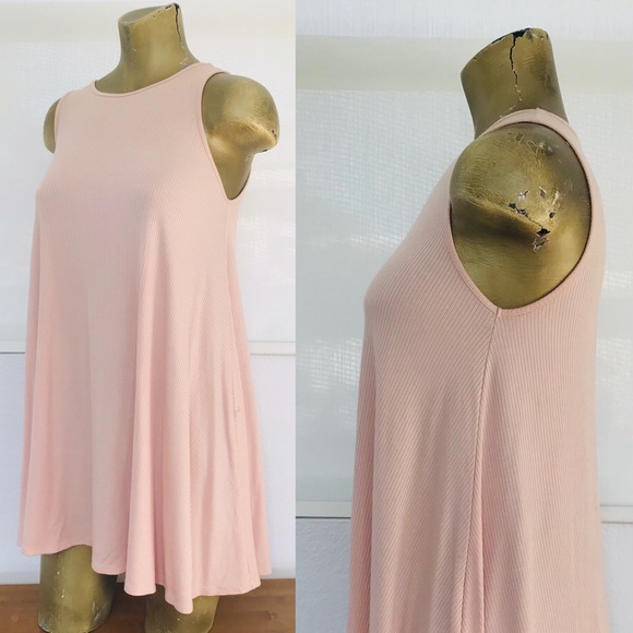 Dresses & Skirts - CHAMPAGNE Stretch Ribbed Knit SWING DRESS Medium